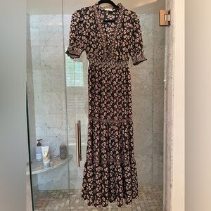 Floral Black and Pink Maxi Dress